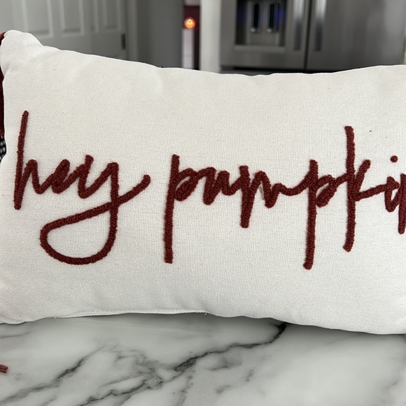 Target Bullseye 2023 - NWT - "hey pumpkin" Pillow w/Fringe Details - Picture 2 of 6